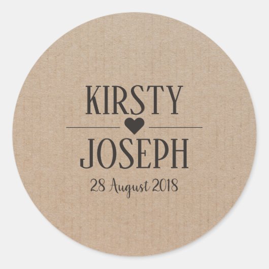 クラフト紙モノグラ結婚ムのシール ラウンドシール (正面)