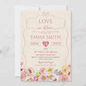 クラフト紙ラブイン開花ブライダルシャワー 招待状 (正面)
