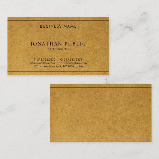 クラフト紙ルックエレガントモダンユニークカンパニー 名刺 (正面/裏面)