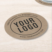 クラフト紙ルックカスタムビジネスロゴプロモーション ラウンドペーパーコースター (アングル)