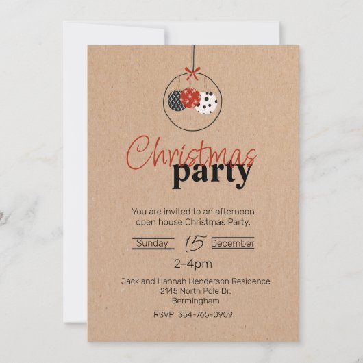 クラフト紙ルッククリスマスパーティの招待状 招待状 (正面)