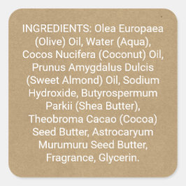 クラフト紙ルック原料リスト製品ラベル スクエアシール