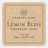 クラフト紙ルック縁どスクエア製品ラベル スクエアシール (正面)