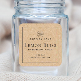 クラフト紙ルック縁どスクエア製品ラベル スクエアシール