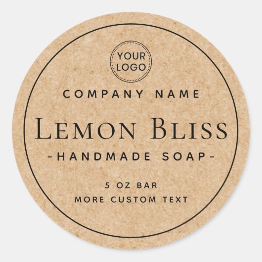 クラフト紙ルック縁どル製品ラベル ラウンドシール (正面)