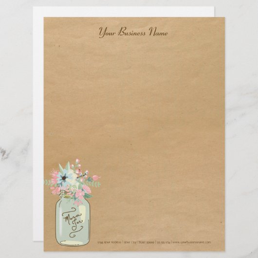 クラフト紙ルッ素朴クメイソンジャーモダンフローラ レターヘッド (正面/裏面)