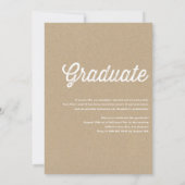 クラフト紙レトロはっきりしたタイポグラフィ写真卒業 招待状 (裏面)