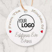 クラフト紙ロゴ署名テンプレートミニ赤いハート フェイバータグ (正面)