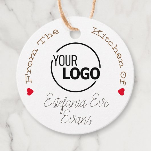 クラフト紙ロゴ署名テンプレートミニ赤いハート フェイバータグ (正面)