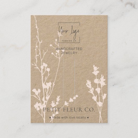 クラフト紙ワイルドフラワージュエリーヘアクリップディスプレイ コーリングカード (正面)