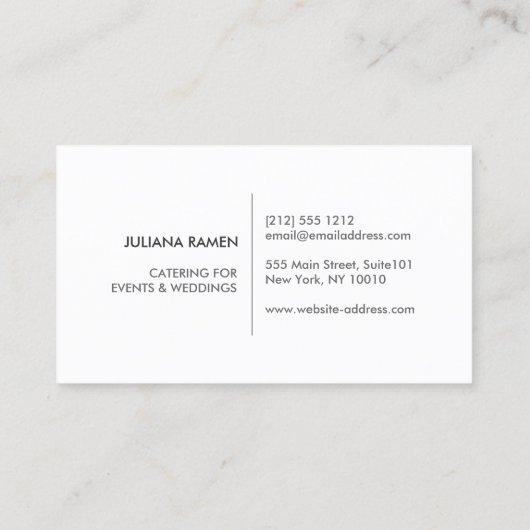 クラフト紙上の刃物柄ケータリングシェフ 名刺 (裏面)