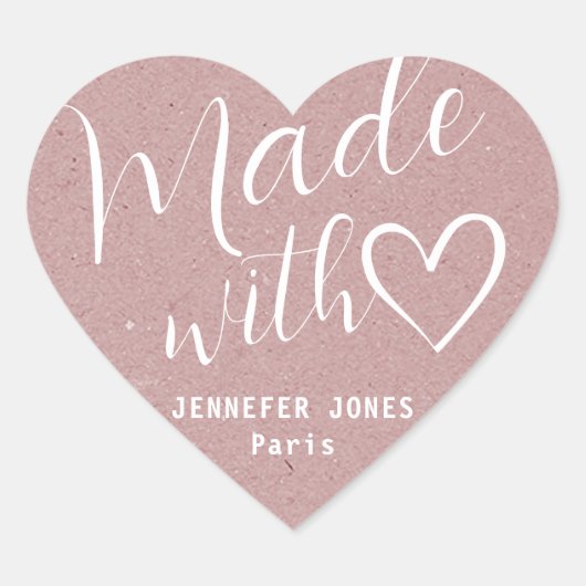 クラフト紙作り愛ハート書道薄紫 ハートシール (正面)