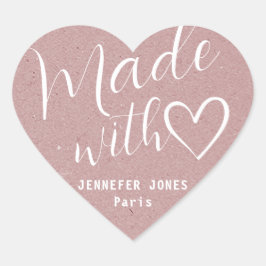 クラフト紙作り愛ハート書道薄紫 ハートシール