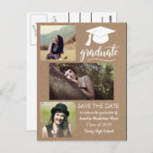 クラフト紙卒業 |日付3の写真を保存 ポストカード (正面/裏面)