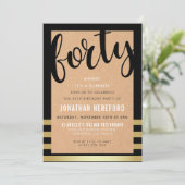 クラフト紙及び金ゴールドの驚きの第40誕生会 招待状 (スタンド正面)