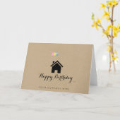 クラフト紙実在エテートハッピーバースデー不動産仲介業者 カード (黄色い花)