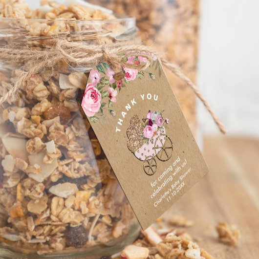 クラフト紙小さなかぼちゃの女の子の赤ちゃんシャワー ギフトタグ