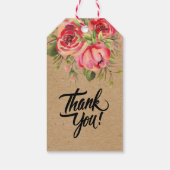 クラフト紙手作り水色ピンクの花 ギフトタグ (裏面)