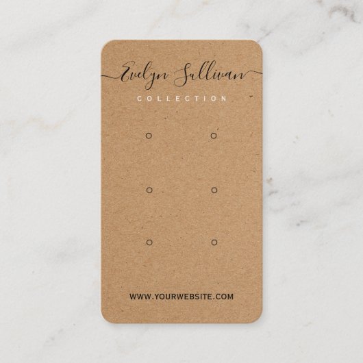 クラフト紙数々のスタッドイヤリングディスプレイカード 名刺 (正面)