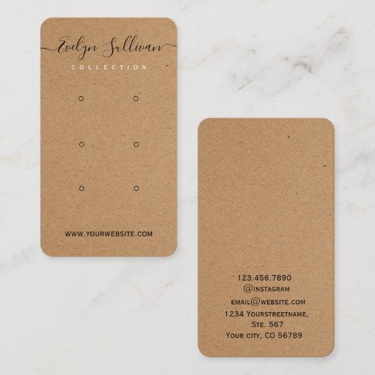 クラフト紙数々のスタッドイヤリングディスプレイカード 名刺 (正面/裏面)