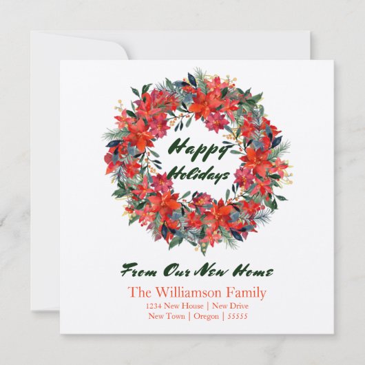 クラフト紙水の色のリースから私たちの新しいホーム カード (正面)