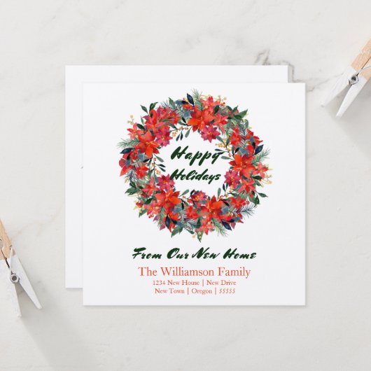 クラフト紙水の色のリースから私たちの新しいホーム カード (正面/裏面インサイチュ)