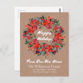 クラフト紙水の色のリースから私たちの新しいホーム ポストカード (正面/裏面)