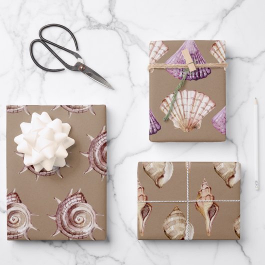 クラフト紙水の色シーシェルバイザシーショア ラッピングペーパーシート (正面)