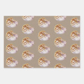 クラフト紙水彩タココーラルシェル ラッピングペーパーシート (正面3)