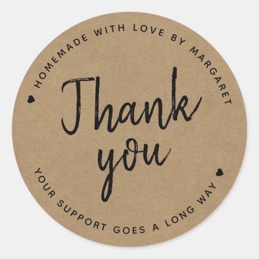 クラフト紙素朴スクリプトありがとう ラウンドシール (正面)