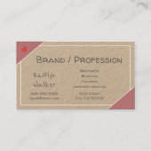 クラフト紙素朴ヴィンテージピンクベージュハンドメイド 名刺 (裏面)