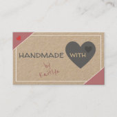 クラフト紙素朴ヴィンテージピンクベージュハンドメイド 名刺 (正面)