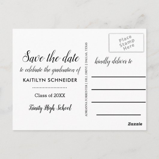 クラフト紙素朴卒、日付写真を保存 ポストカード (裏面)