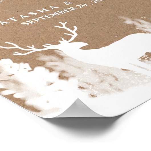 クラフト紙結婚クリスマスウェルカムサイン ポスター (角)