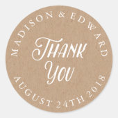 クラフト紙結婚式の引き出物ステッカーありがとう ラウンドシール (正面)