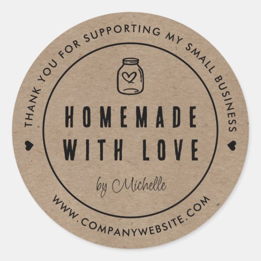 クラフト紙自家製ビジネスサンキュー ラウンドシール (正面)