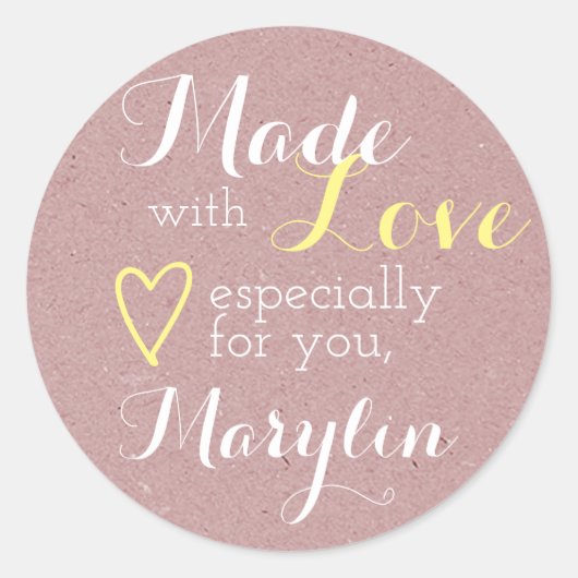 クラフト紙薄紫ロシンプルゼハートメイド ラウンドシール (正面)