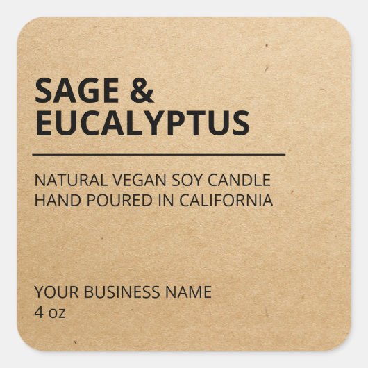 クラフト紙製品ラベル スクエアシール (正面)