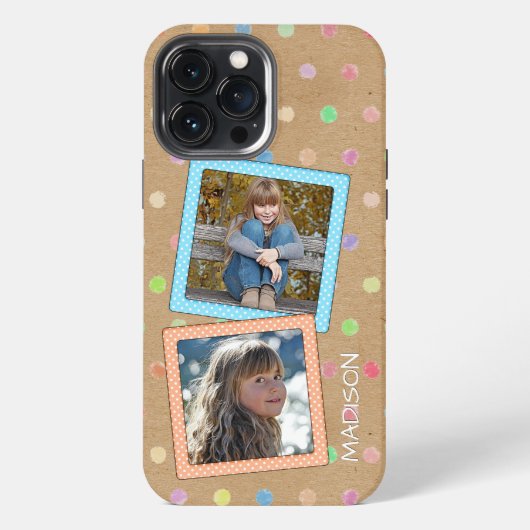 クラフト紙風のキュートな水玉模様 iPhoneケース (裏面)