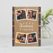 クラフト紙4フォトコラージュメリークリスマスプレイド シーズンカード (スタンド正面)