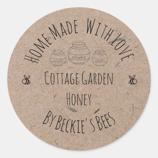 クラフト紙 |はちみつ瓶ラベル ラウンドシール (正面)