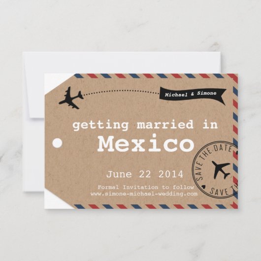 クラフト紙 エアメール トラベルタグ Save the Dates セーブザデート (裏面)