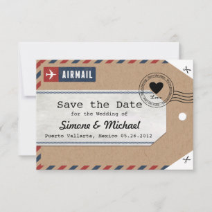 クラフト紙 エアメール トラベルタグ Save the Dates セーブザデート