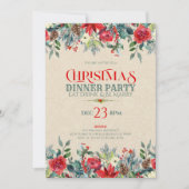 クラフト紙&クリスマス縁ど花 招待状 (正面)