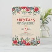 クラフト紙&クリスマス縁ど花 招待状 (スタンド正面)