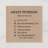 クラフト紙 |ソーシャルメディアアイコカスタムンのロゴ スクエア名刺 (正面)