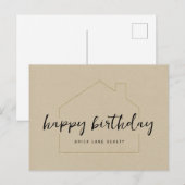 クラフト紙 ハッピー バースデー 不動産 ポストカード (正面/裏面)