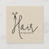 クラフト紙HairScriptタイポグラフィ スクエア名刺 (正面)