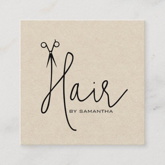 クラフト紙HairScriptタイポグラフィ スクエア名刺 (正面)