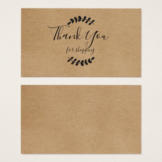 クラフト素朴ありがとうショッピングカード (正面&裏面)